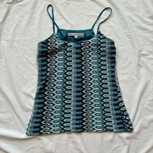 Trina Turk Blue and navy chevron crochet cami tank top